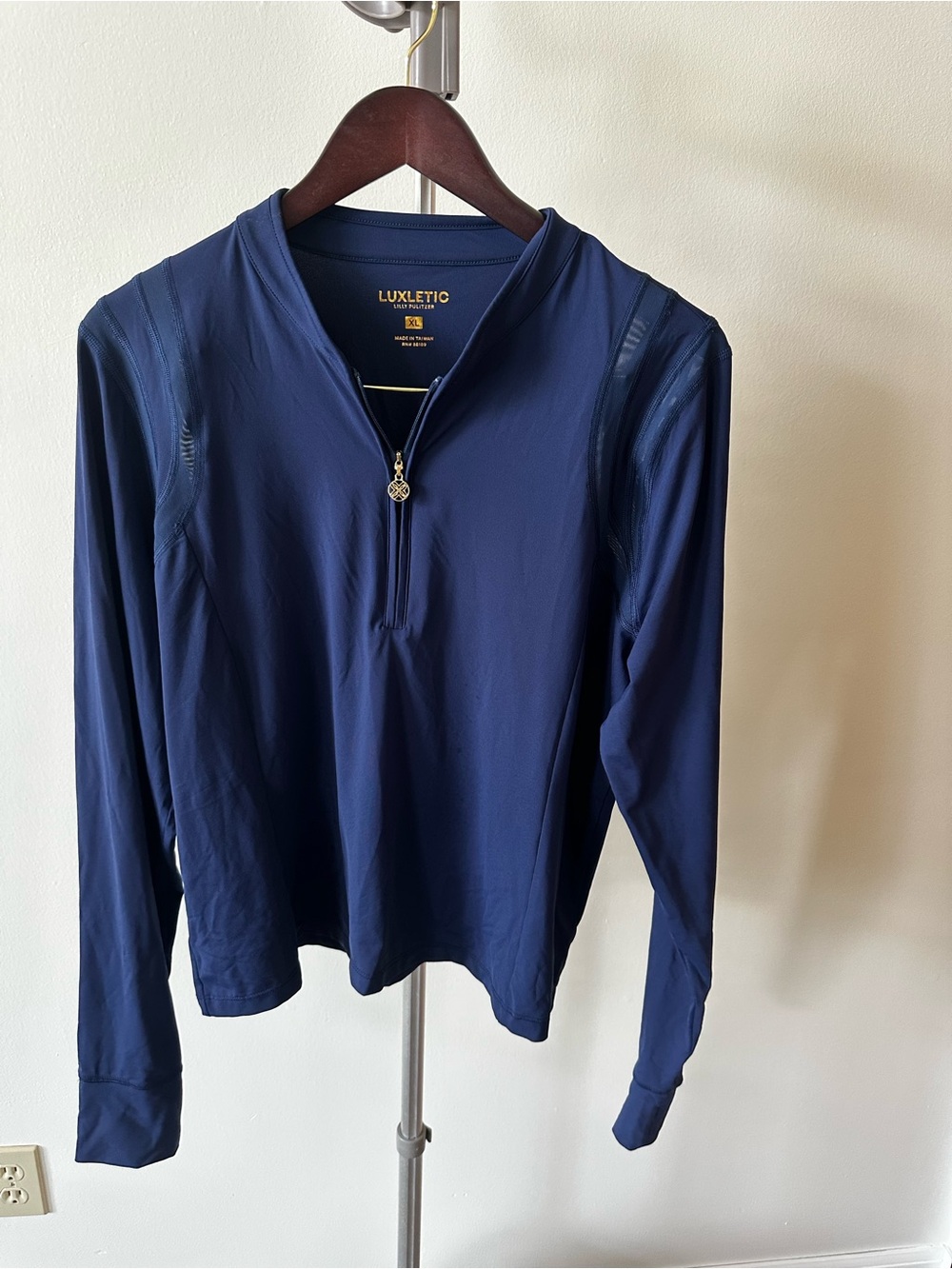 Lily Pulitzer Luxletic Navy Quarter-Zip Long Sleeve Top